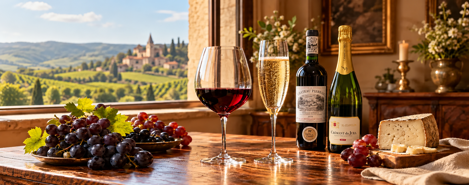 Château Pierrail and H. Clavelin Crémant du Jura wine banner